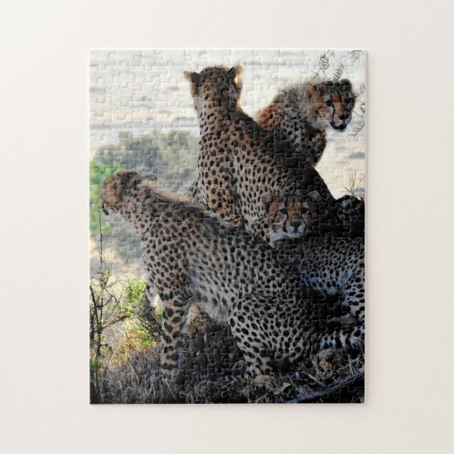 Mother and Baby Animal Cheetah Photography Animal Jigsaw Puzzle (Vertical)