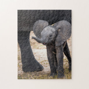 Mother and Baby Animal Elephant Photography Jigsaw Puzzle