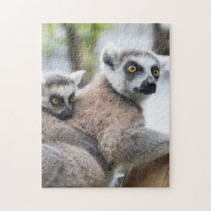 Mother and Baby Animal Lemur Photography Jigsaw Puzzle