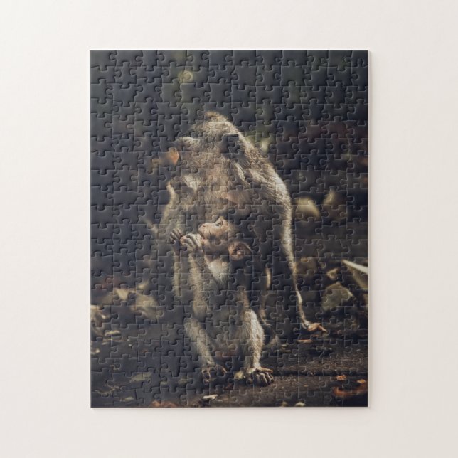Mother and Baby Animal Monkey Photography Jigsaw Puzzle (Vertical)