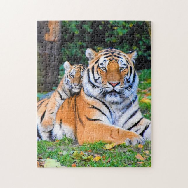 Mother and Baby Animal Tiger Photography Animal Jigsaw Puzzle (Vertical)