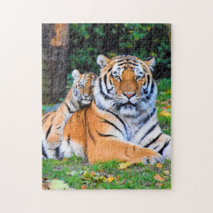 Mother and Baby Animal Tiger Photography Jigsaw Puzzle