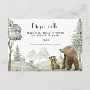 Mother and baby bear watercolor forest invitation