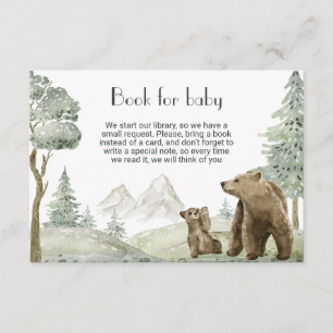 Mother and baby bear watercolor forest invitation 