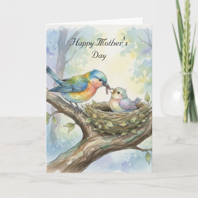 Mother and Baby Bird Mother's Day Card (Front)