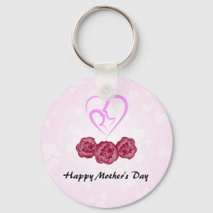 Mother and Baby Child Carnation Mother's Day Key Ring