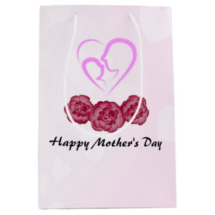 Mother and Baby Child Carnation Mother's Day Medium Gift Bag