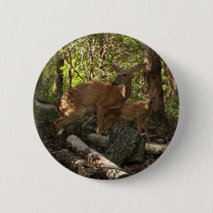 Mother and Baby Deer at Shenandoah National Park 6 Cm Round Badge