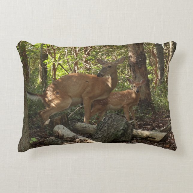 Mother and Baby Deer at Shenandoah National Park Decorative Cushion (Front)