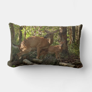 Mother and Baby Deer at Shenandoah National Park Lumbar Cushion
