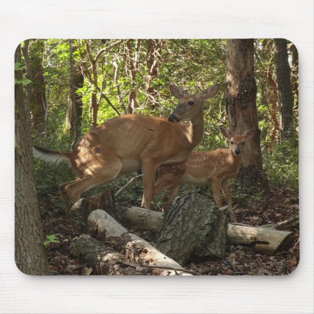 Mother and Baby Deer at Shenandoah National Park Mouse Pad (Front)