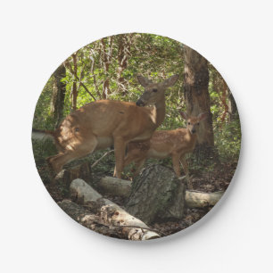 Mother and Baby Deer at Shenandoah National Park Paper Plate