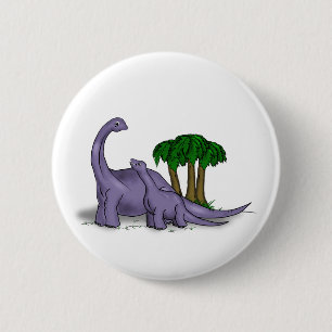 Mother and Baby Dinosaur 6 Cm Round Badge