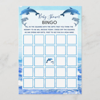 Mother and Baby Dolphin Ocean Baby Shower Bingo Invitation