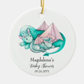 Mother and Baby Dragon Baby Shower Keepsake  Ceramic Tree Decoration