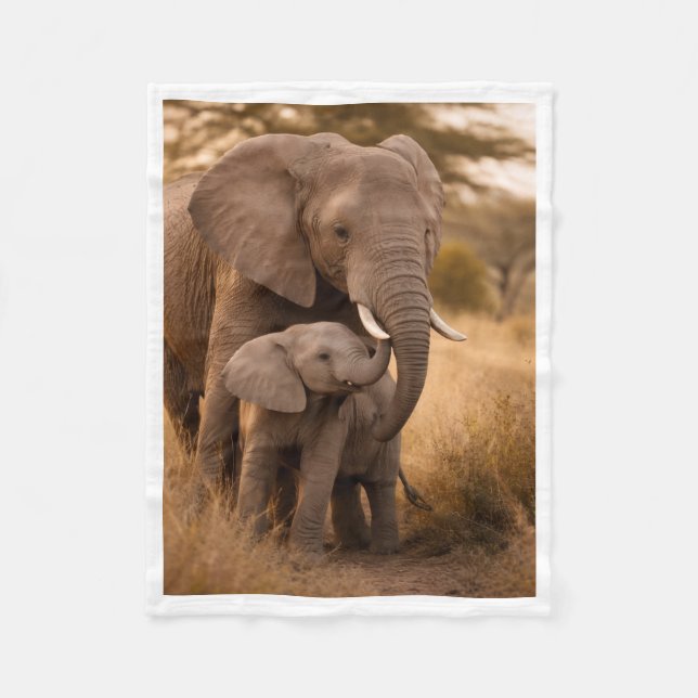 Mother and Baby Elephant Blanket (Front)
