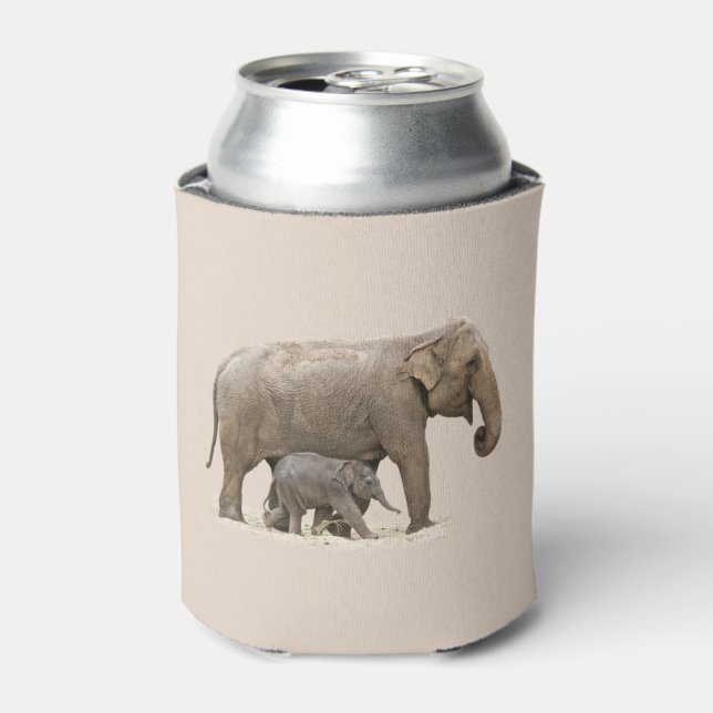 Mother and Baby Elephant Can Cooler (Can Front)