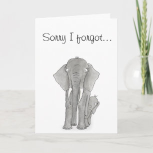 Mother and baby elephant 'sorry I forgot' card