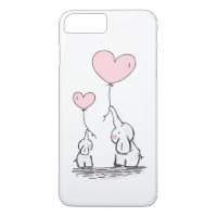 Mother and Baby Elephant with Balloons