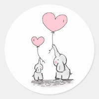 Mother and Baby Elephant with Balloons