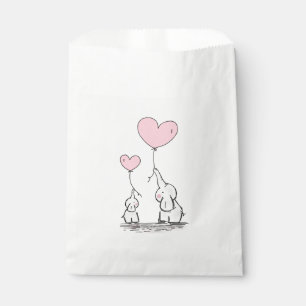 Mother and Baby Elephant with Heart Balloons Favour Bags
