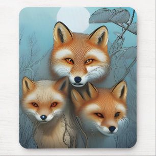 Mother and Baby Foxes Mouse Pad