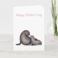 Mother and baby fur seal Mother's Day card