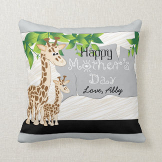 Mother and Baby Giraffe Mother's Day Custom Pillow