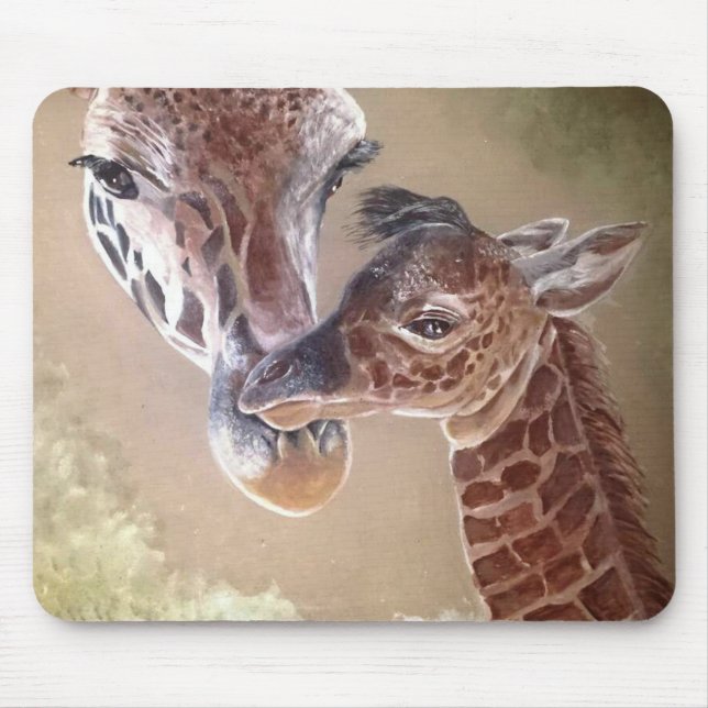 Mother and Baby Giraffe Mouse Pad (Front)