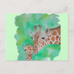 Mother and Baby Giraffe Postcard