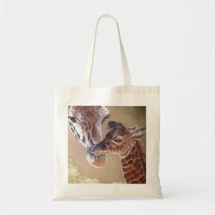 Mother and Baby Giraffe Tote Bag