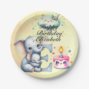 Mother and baby Happy Birthday Paper Plate
