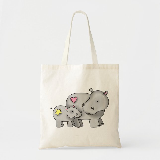 Mother and Baby Hippo Tote Bag (Front)