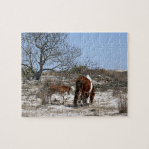 Mother and Baby Horse at Assateague National Park Jigsaw Puzzle