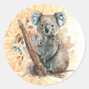 Mother and Baby Koala Bear Classic Round Sticker
