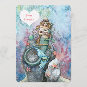 Mother and Baby Mermaid Baby Shower Invitations