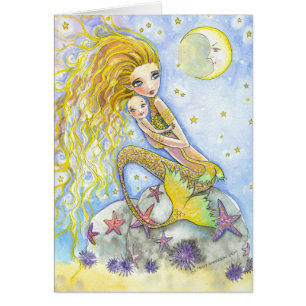 Mother and Baby Mermaid Card by Molly Harrison