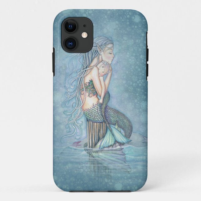 Mother and Baby Mermaid Fantasy Art iPhone Case (Back)