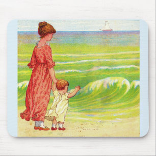 mother and baby on the beach mouse pad
