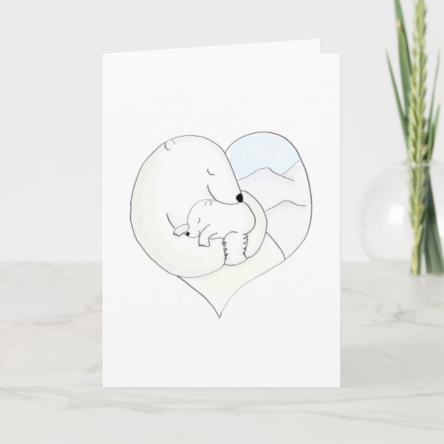 Mother and baby polar bear mother's day card (Front)