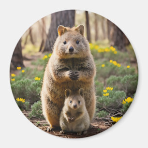Mother And Baby Quokka, Fridge Magnet