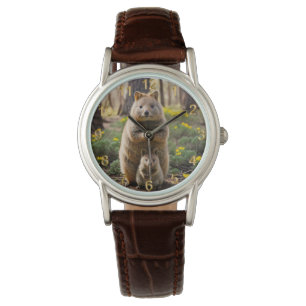 Mother And Baby Quokka, Ladies Leather Watch