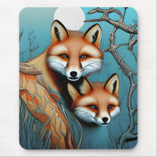 Mother and Baby Red Fox   Mouse Pad