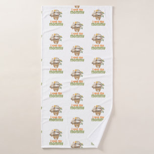 Mother and Baby Sloths Hanging on a Branch I love Bath Towel