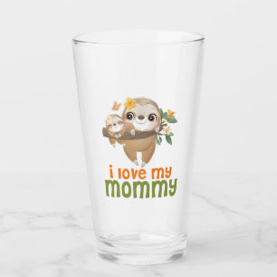 Mother and Baby Sloths Hanging on a Branch I love Glass