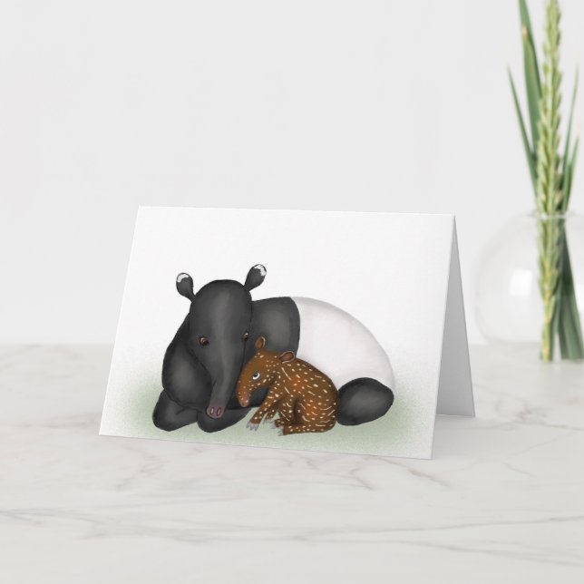 Mother and baby tapir new baby congrats card (Front)