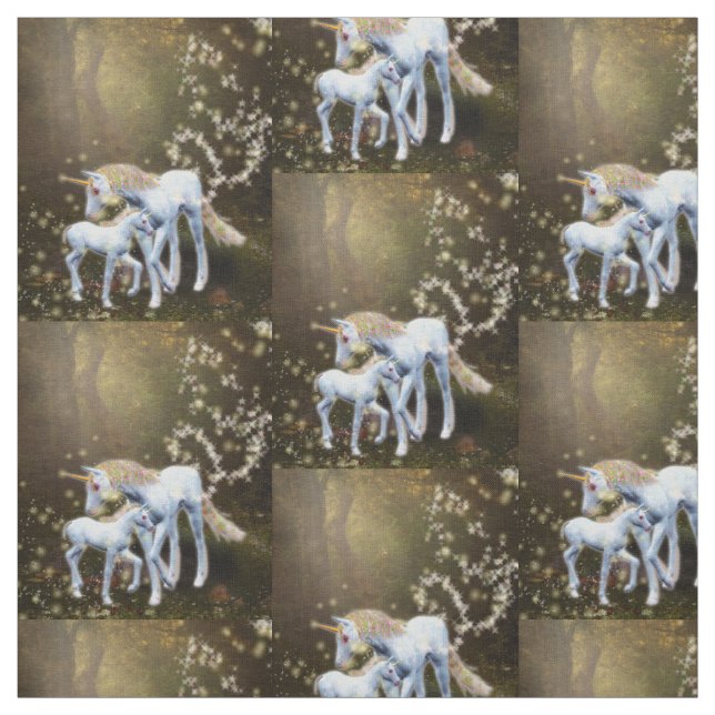 Mother and Baby Unicorn Fabric (Swatch)