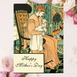 Mother and Baby, Vintage Card
