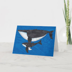 Mother and calf humpback whale card