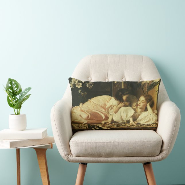 Mother and Child (aka Cherries) by Lord Leighton Lumbar Cushion (Chair)